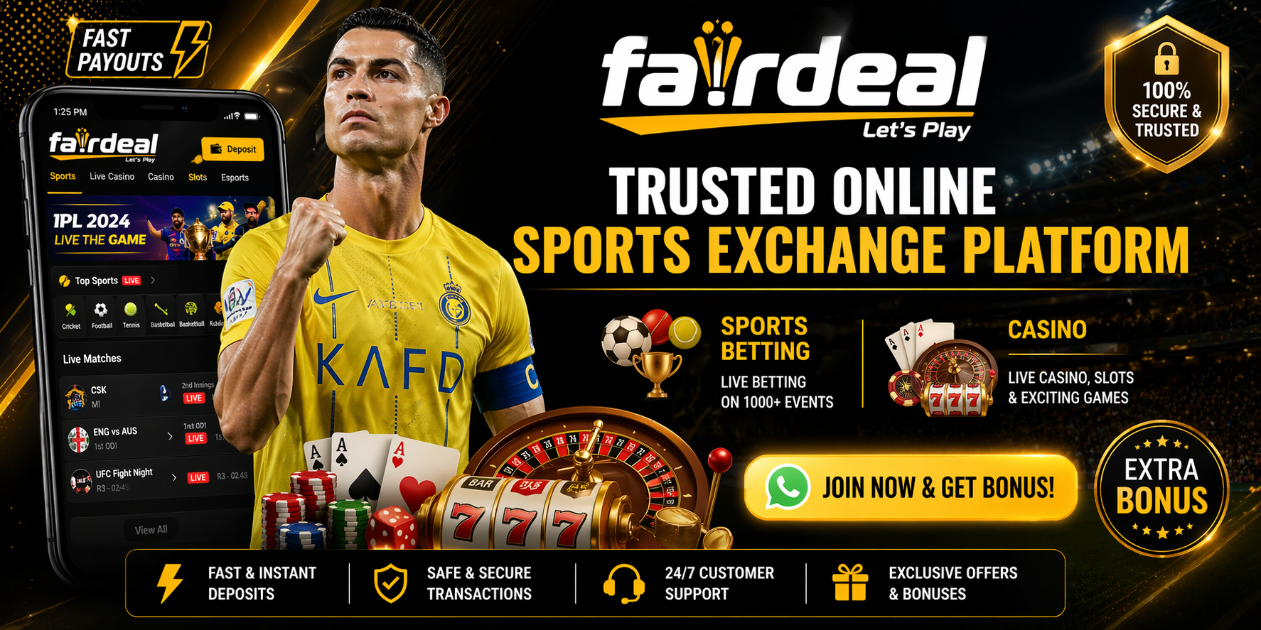 Fairdeal trusted online sports exchange platform for cricket betting and live casino games with fast payouts